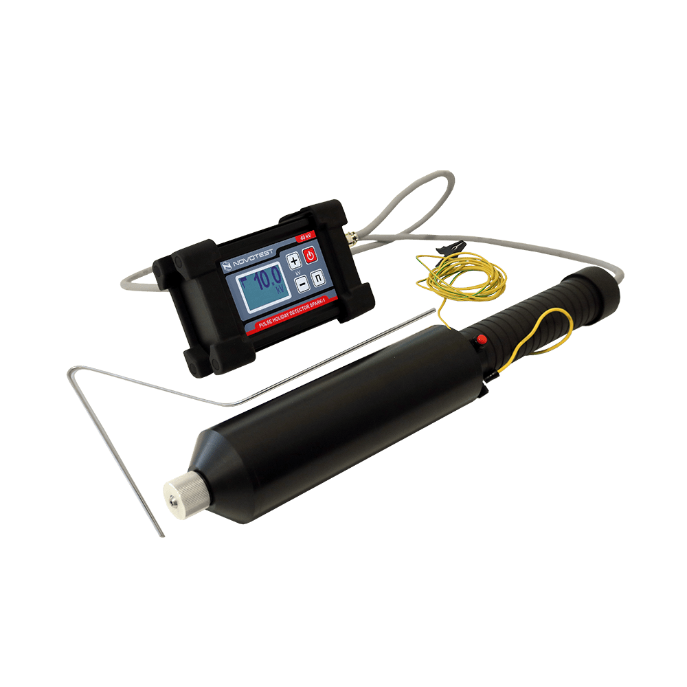 NOVOTEST SPARK-1 pulse holiday detector dengan electronic unit, high-voltage probe, ground cable, dan T-shaped electrode