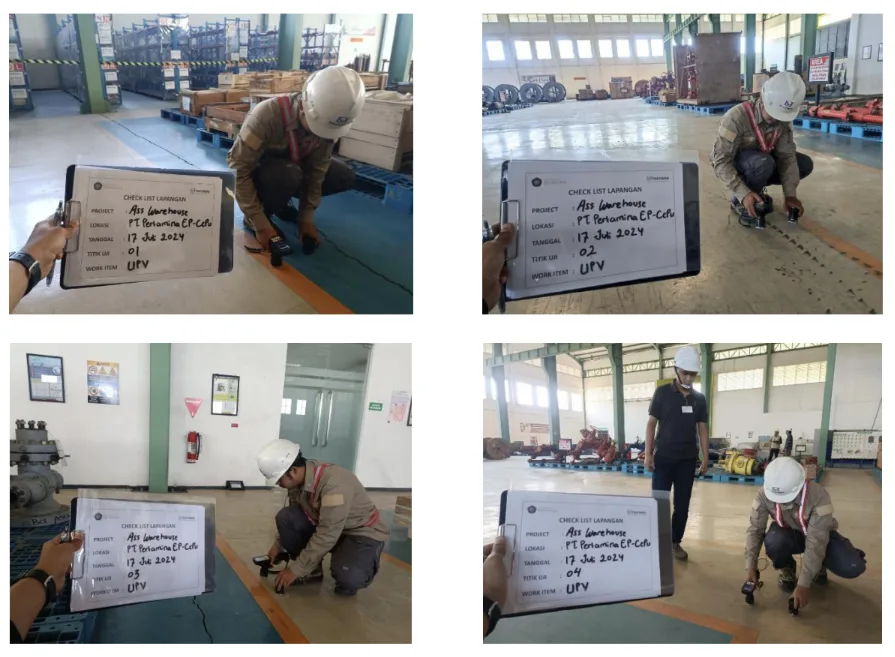 Pengujian pada titik terpilih untuk melengkapi observasi kondisi warehouse.