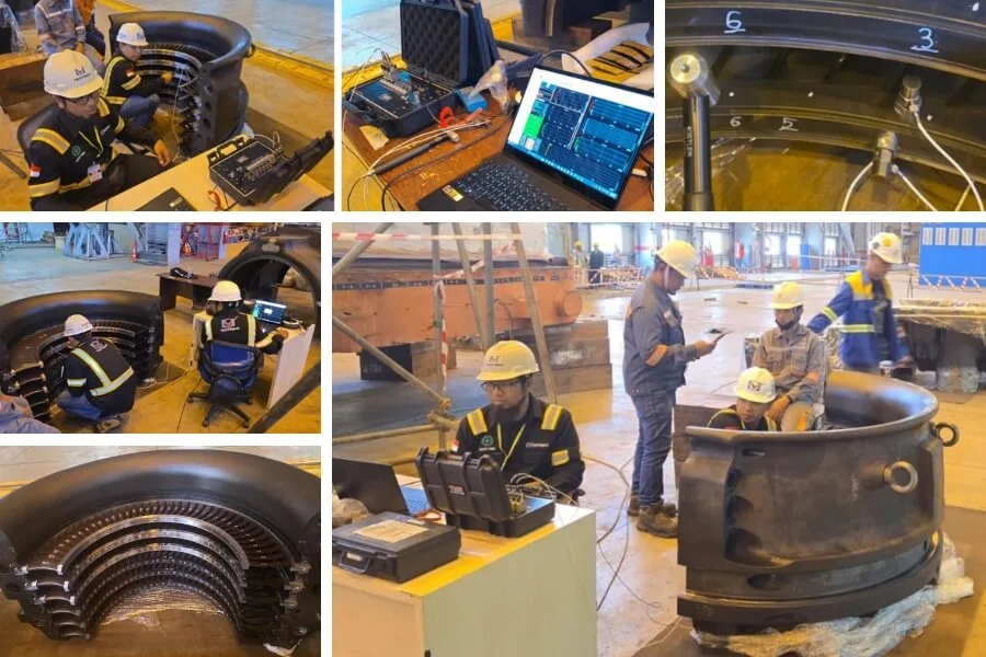 Tim Testindo melakukan Experimental Modal Analysis pada turbine blade ring.
