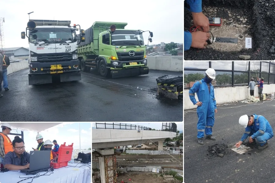 Pelaksanaan Static dan Dynamic Loading Test pada Flyover Stasiun Ciroyom.