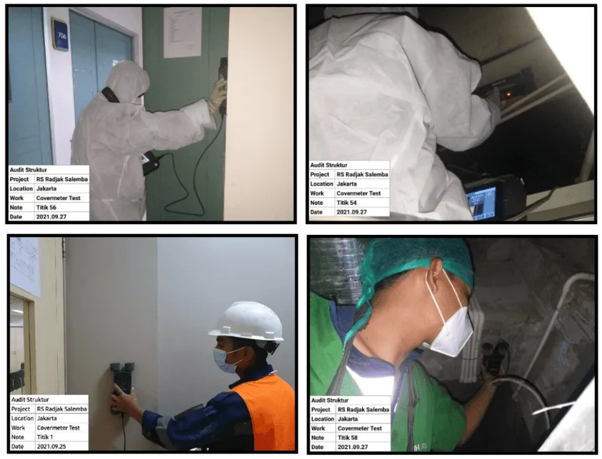 Covermeter untuk memetakan posisi tulangan dan ketebalan selimut beton.