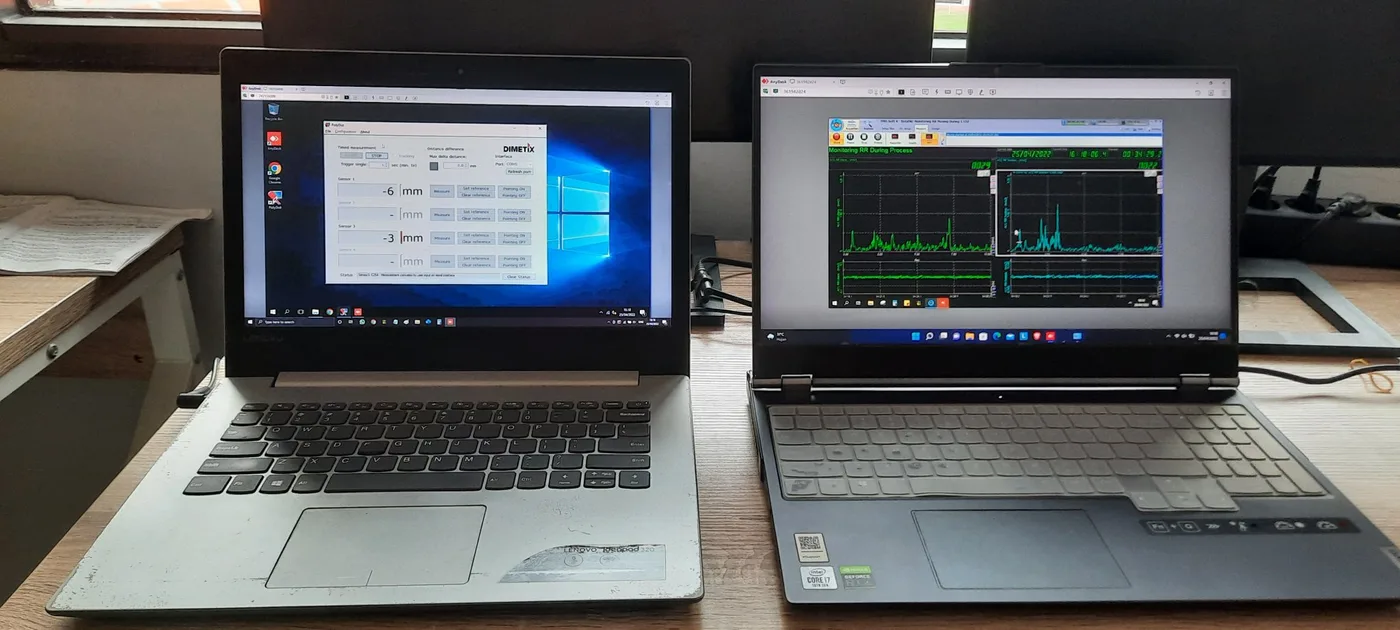 Data monitoring dibaca melalui acquisition software selama pelaksanaan pengujian.
