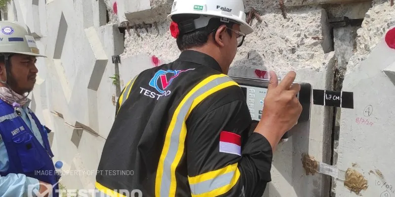 Ultrasonic Concrete Tomography Bund Wall PLTU Suralaya di Cilegon, Banten