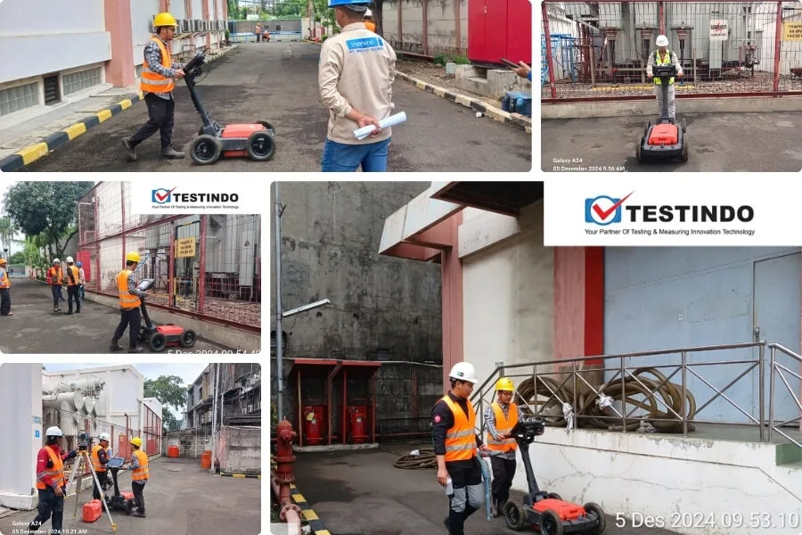 Akuisisi Georadar pada lintasan di area fasilitas PT PLN Grogol.