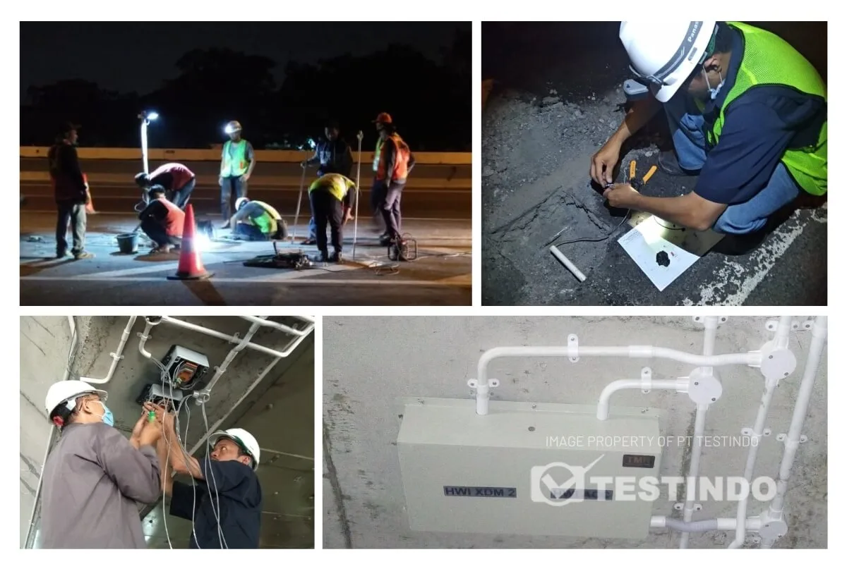 Dokumentasi instalasi sensor SHMS pada Tol Layang Ir. Wiyoto Wiyono
